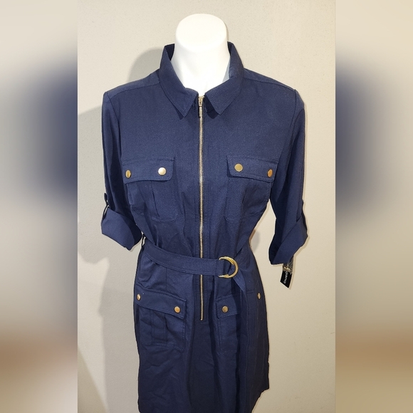 NEW Sharagono Women's Navy Dress Collared - Picture 4 of 7